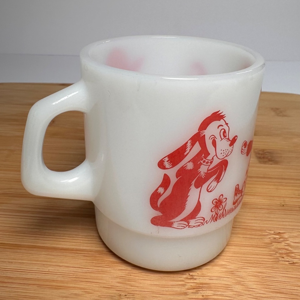 Vintage Termocrisa Holly Hobbie Milk Glass Mug. Red Graphic • Stacking Mug - Picture 4 of 7